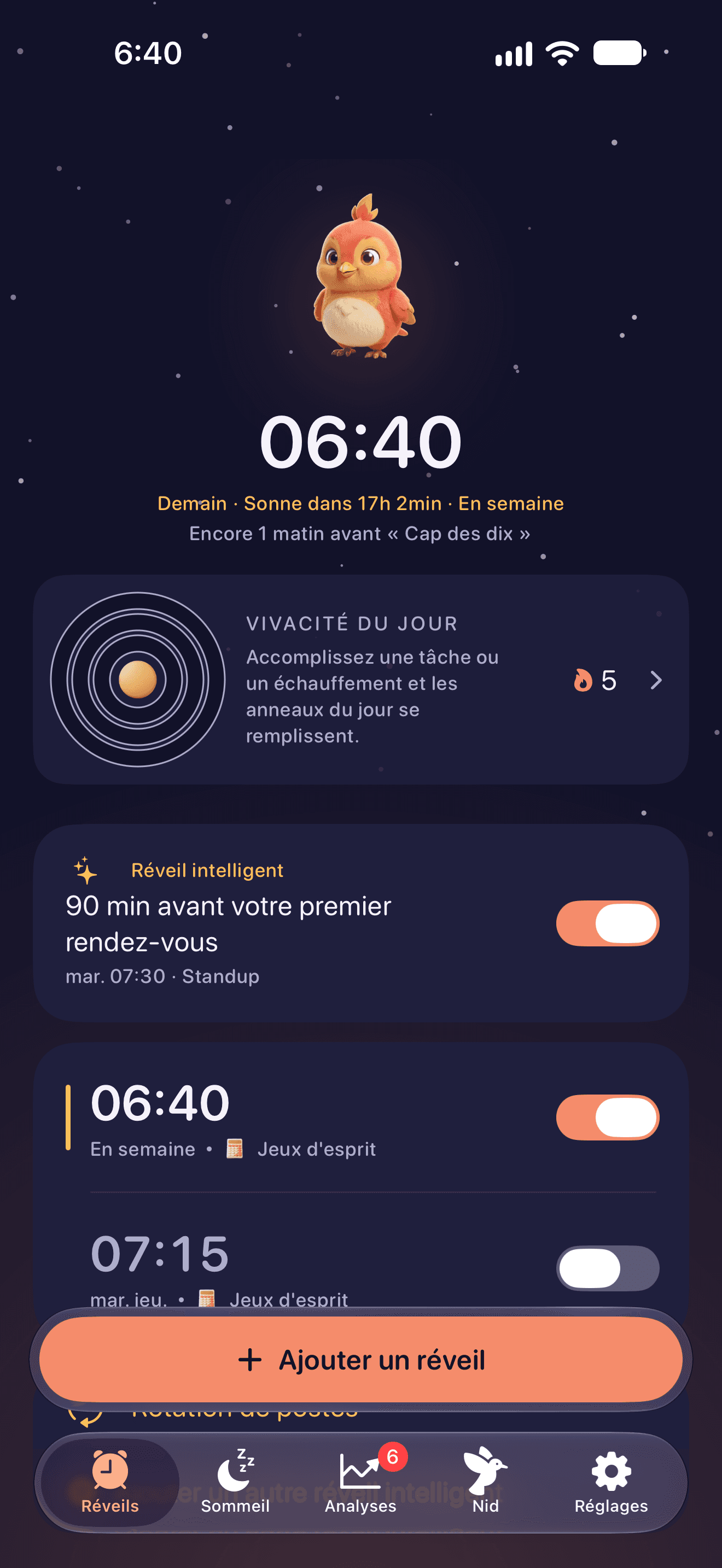 La prochaine alarme et votre matinée