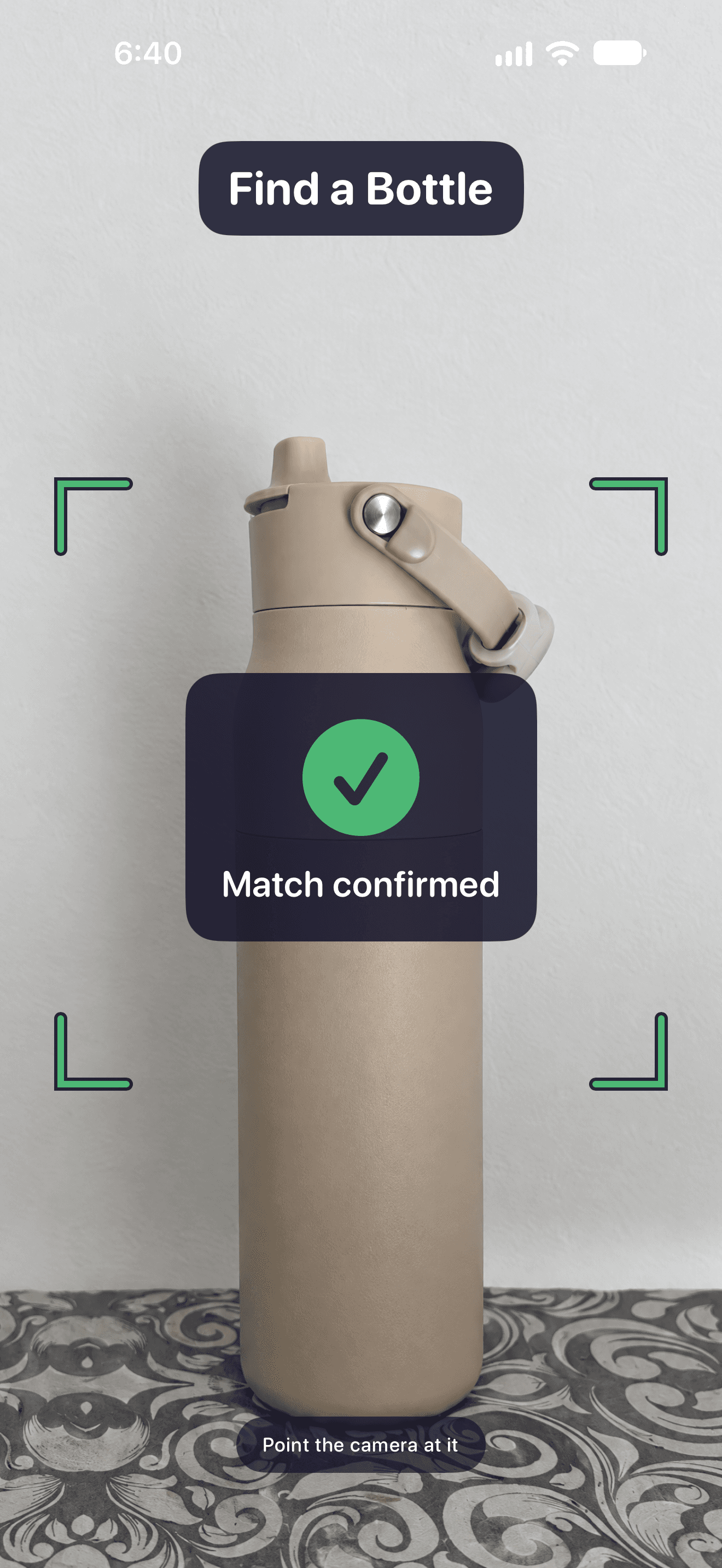 Scan an Object with a green bottle match