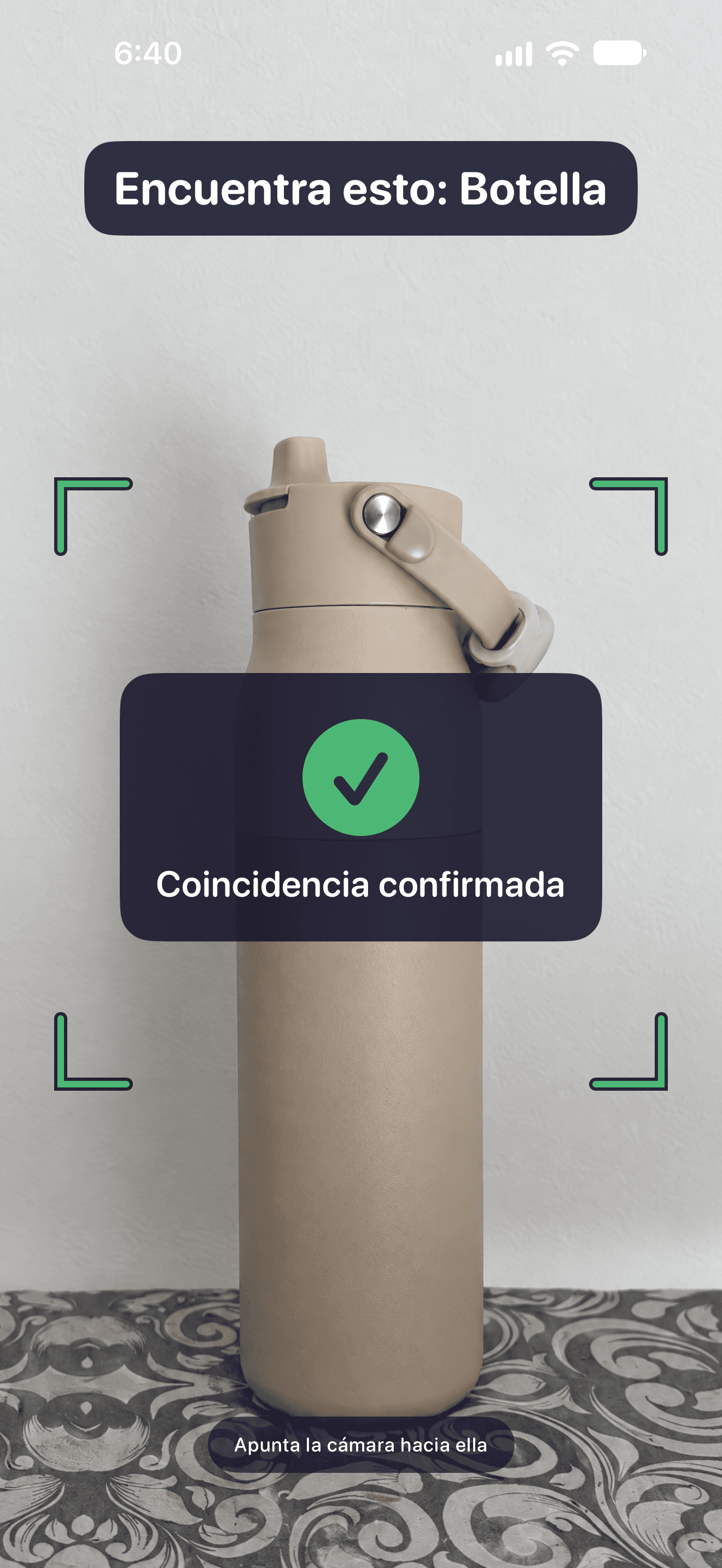 Objeto reconocido con confirmación verde