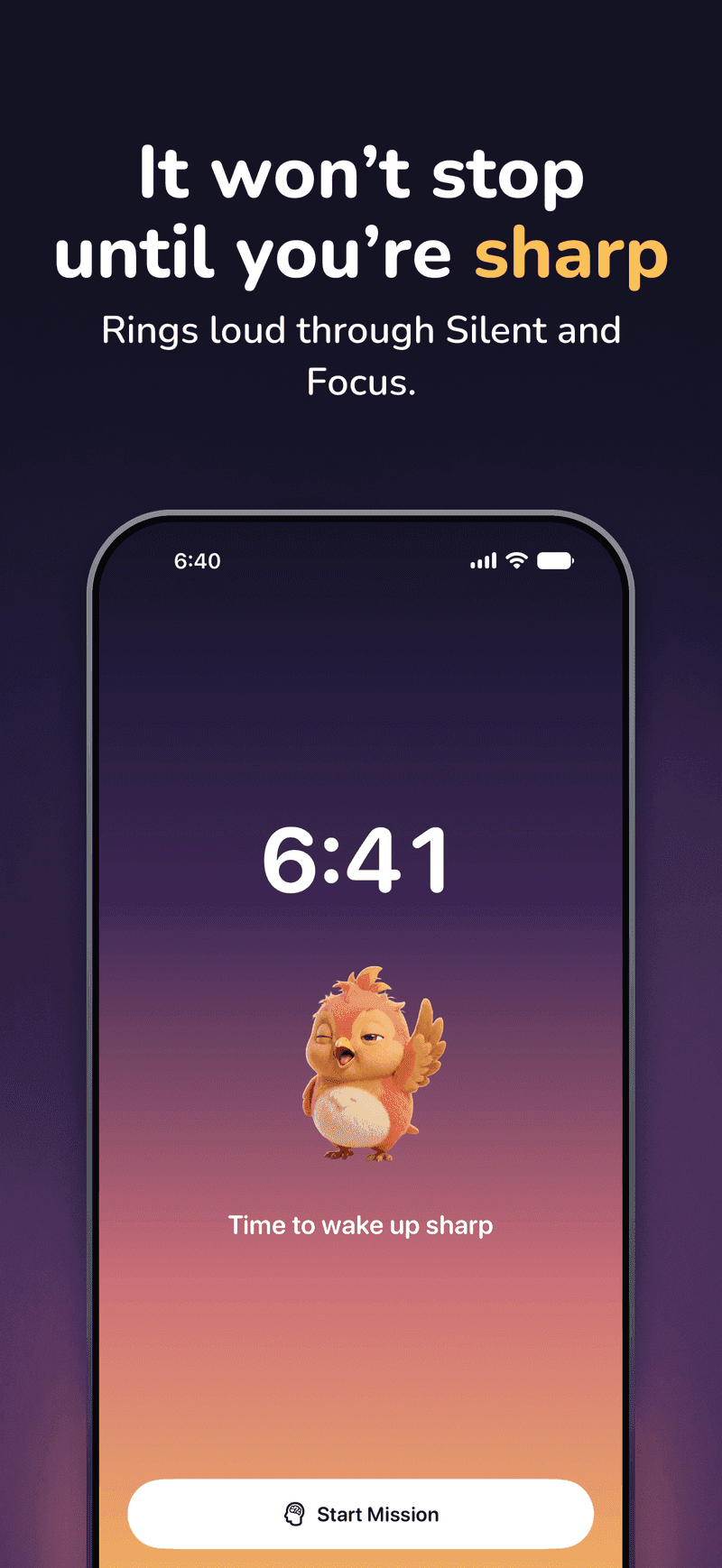 WakeSharp on iPhone: The alarm ringing over the lock screen