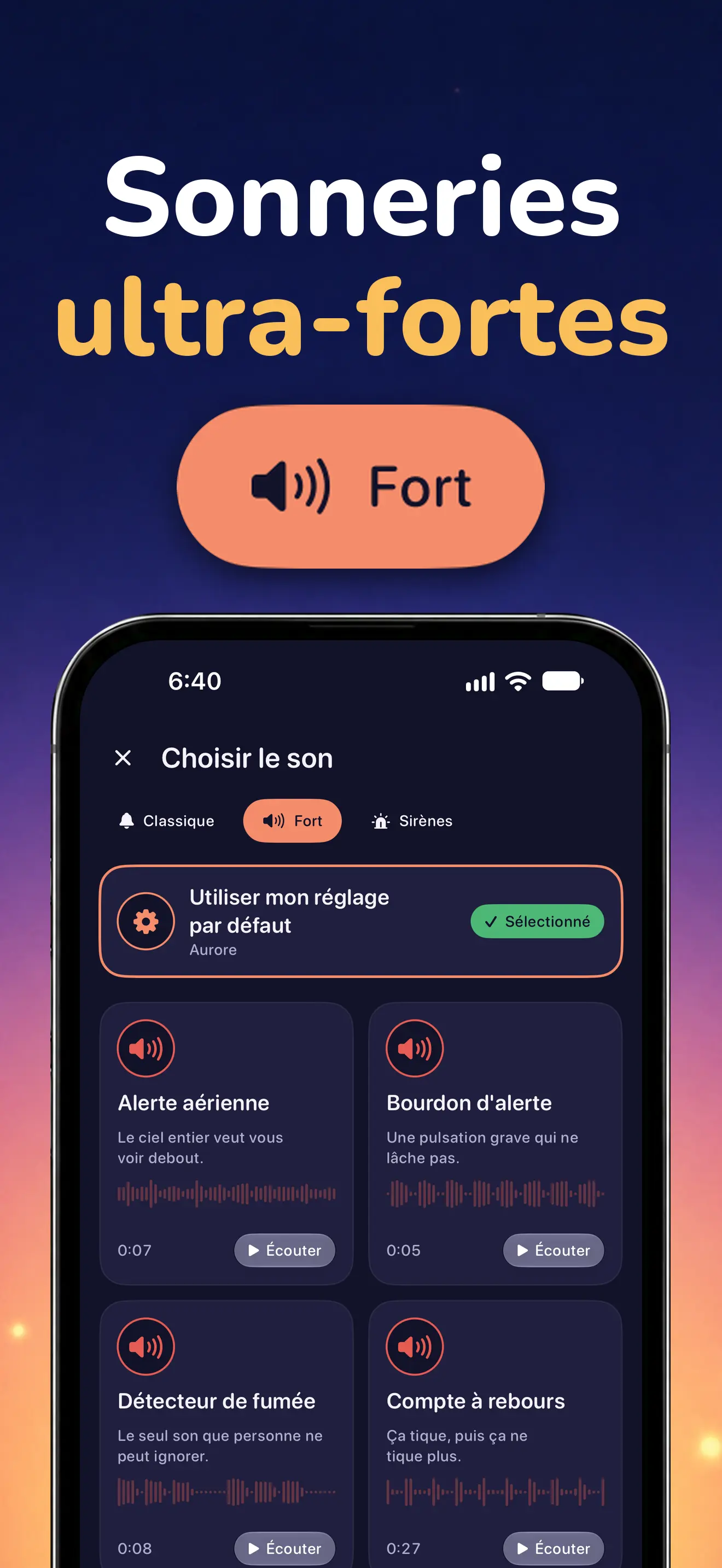 iPhone: La catégorie Forte et ses sons