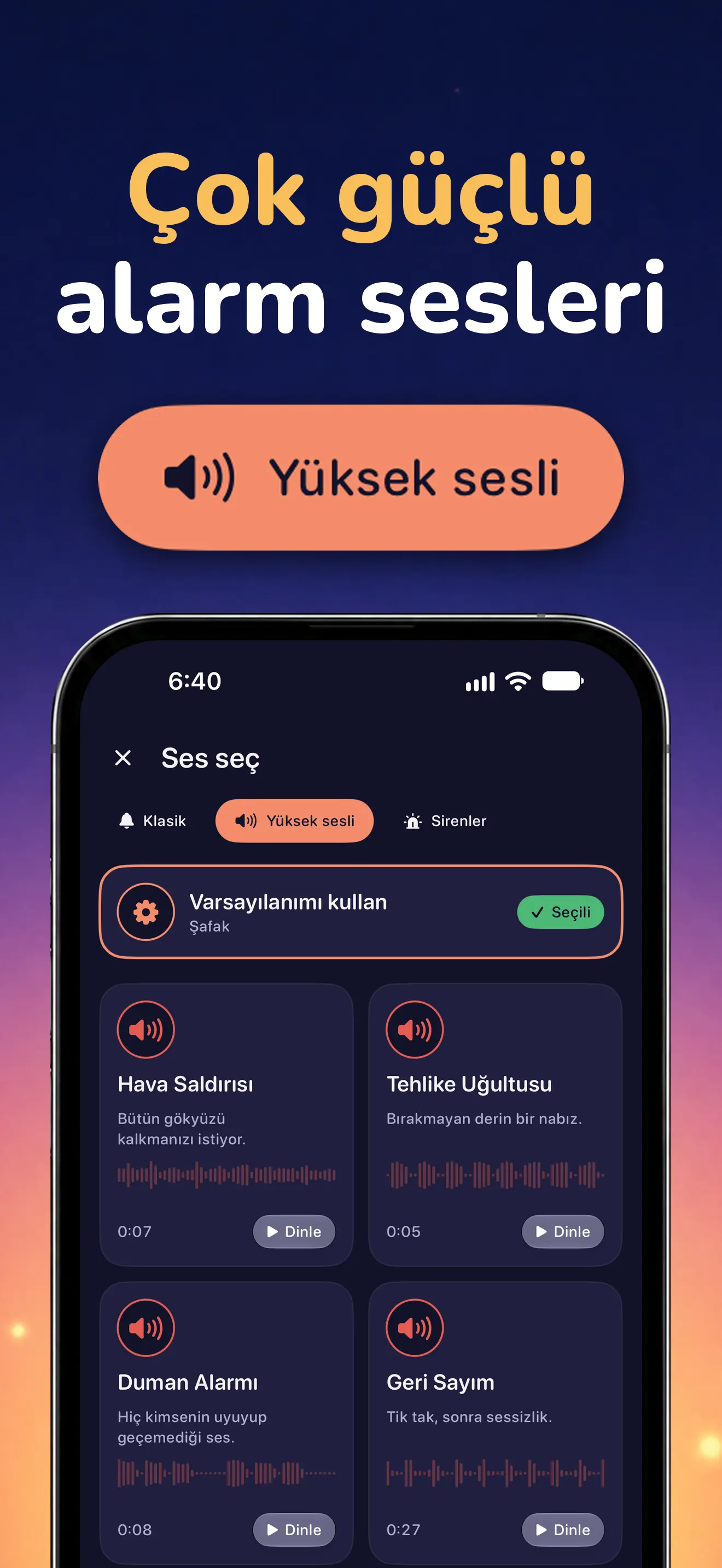 iPhone: Yüksek Ses kategorisi ve alarm sesleri