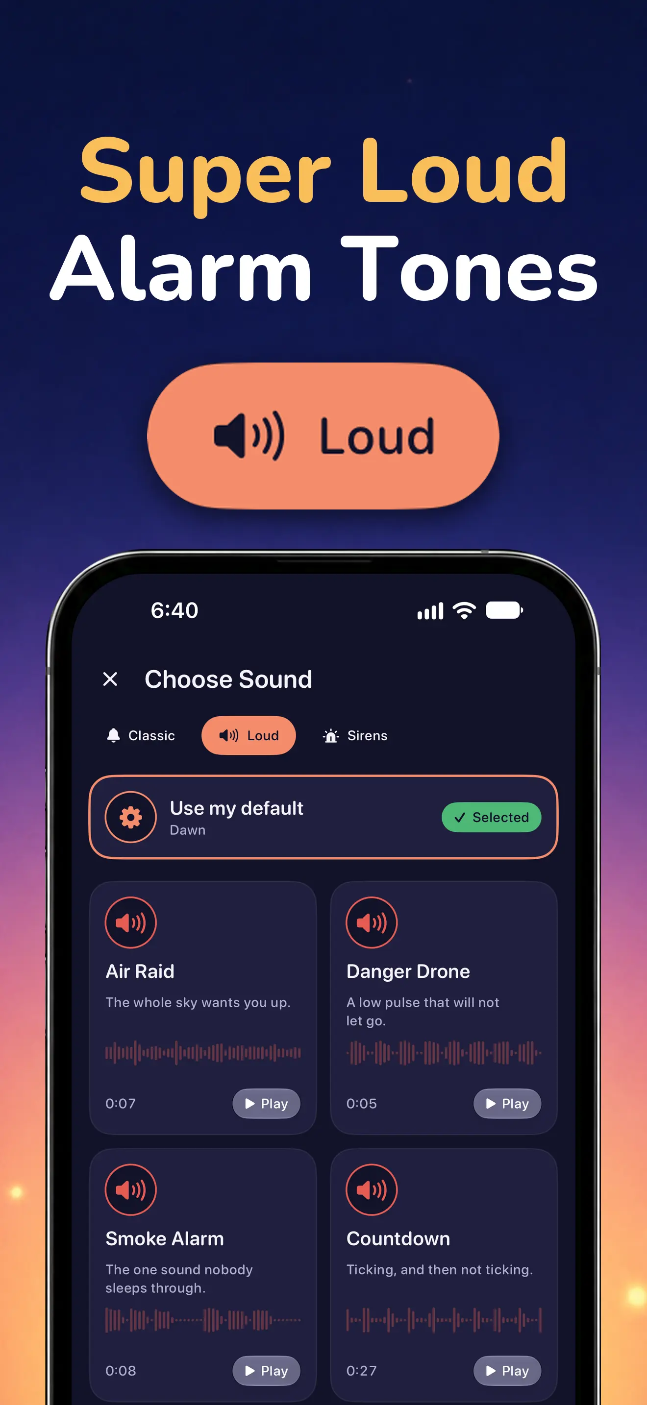iPhone: The Loud sound category and alarm tones