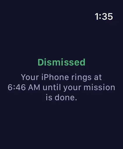 Apple Watch: Apple Watch confirmation showing the next iPhone alarm time