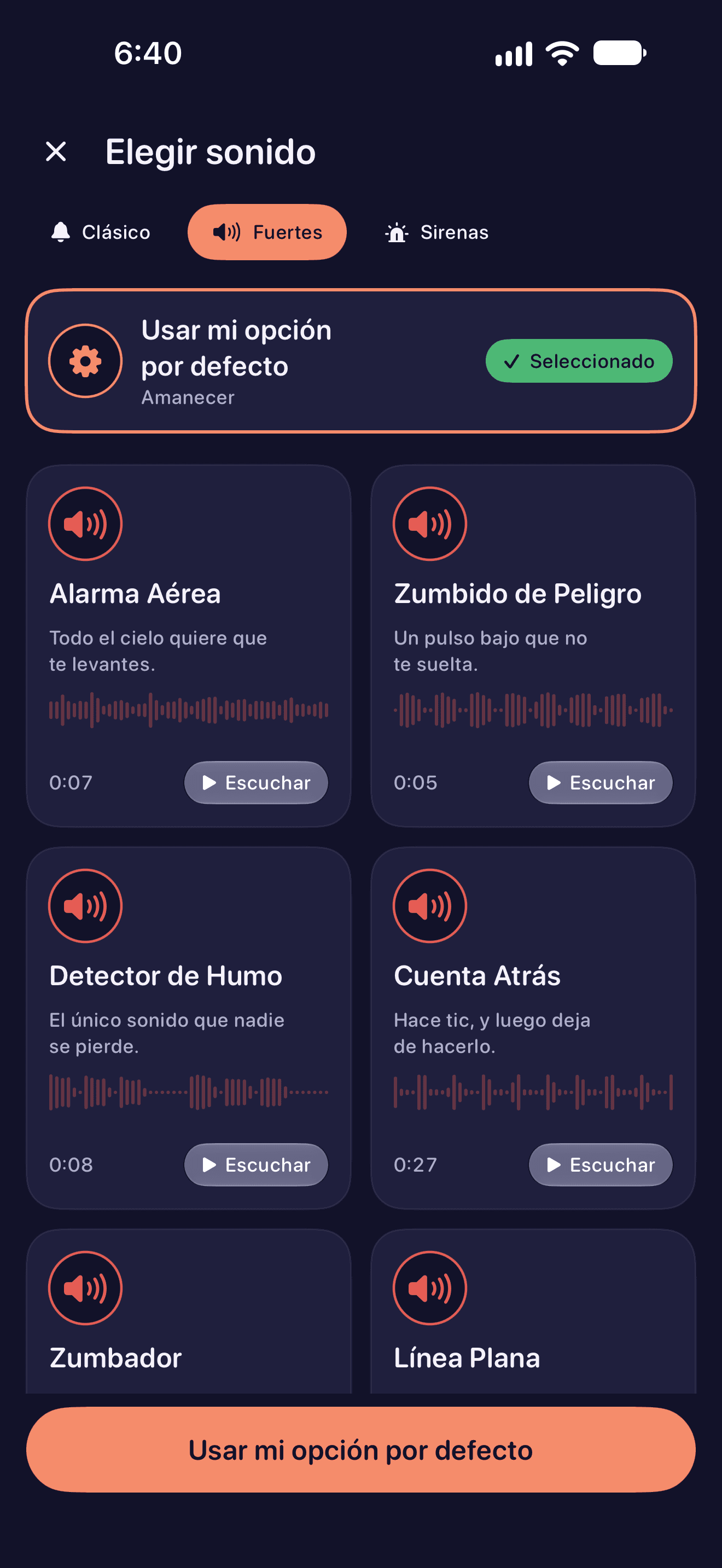La categoría Fuerte y sus tonos