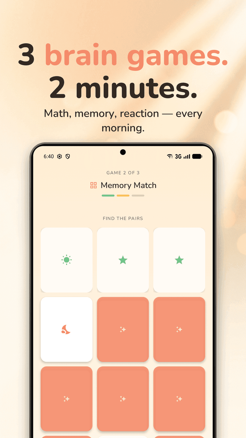 WakeSharp on Android: The Memory Match warm-up game