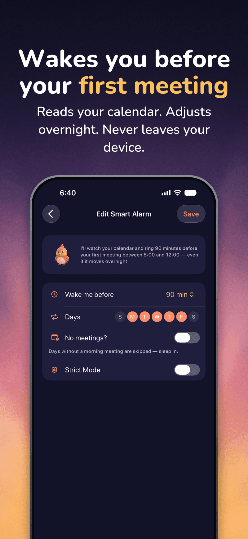 WakeSharp on iPhone: The smart alarm rule editor
