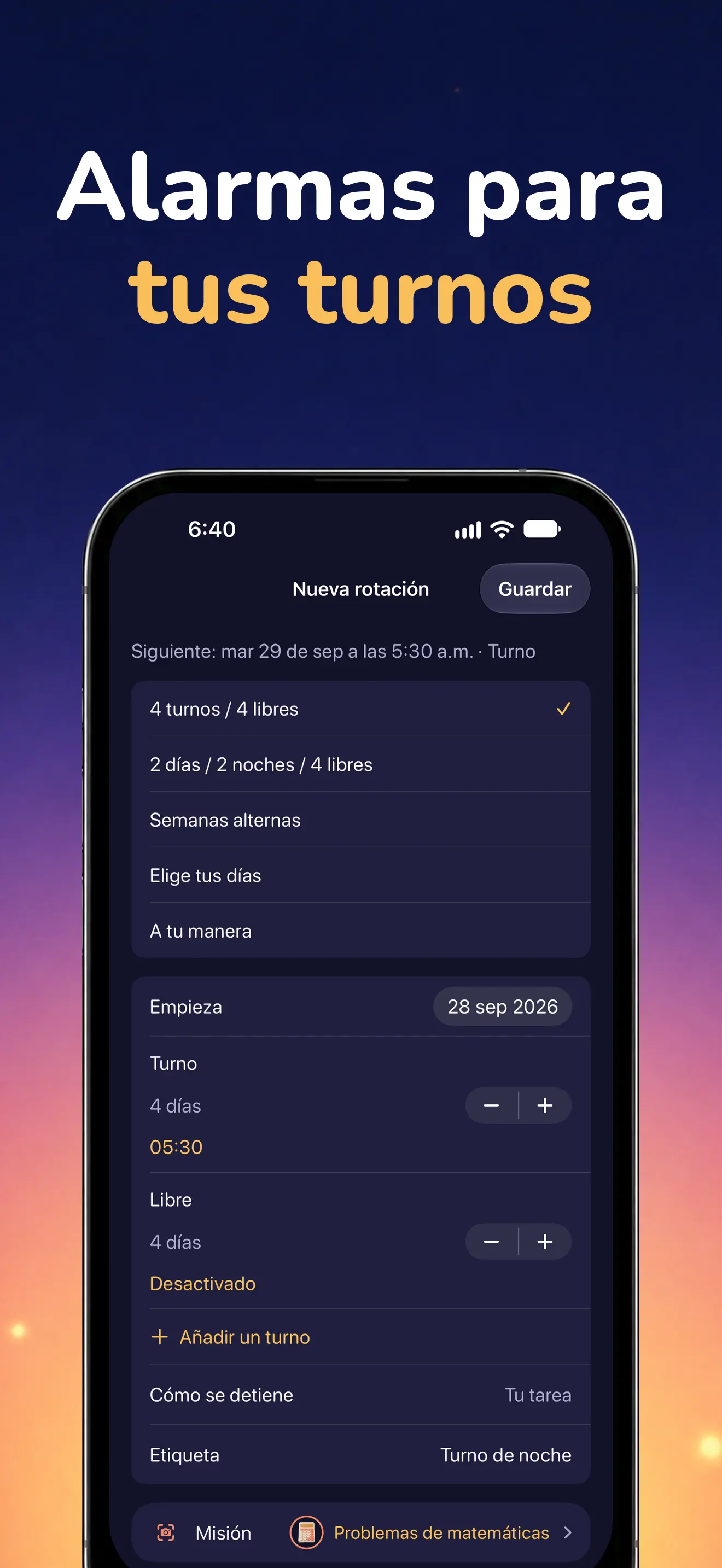 iPhone: Un ciclo de turnos y su calendario