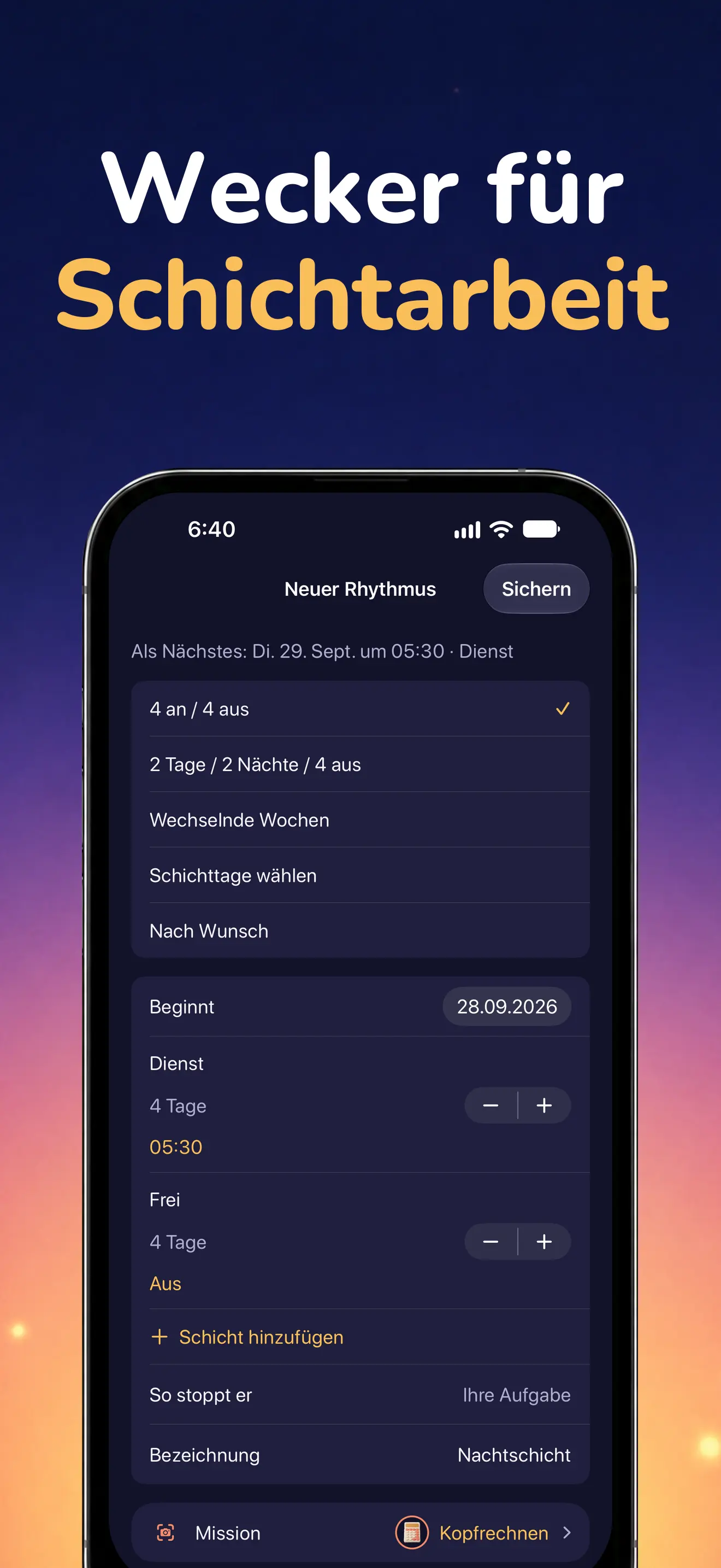 iPhone: Schichtrotation mit Kalender